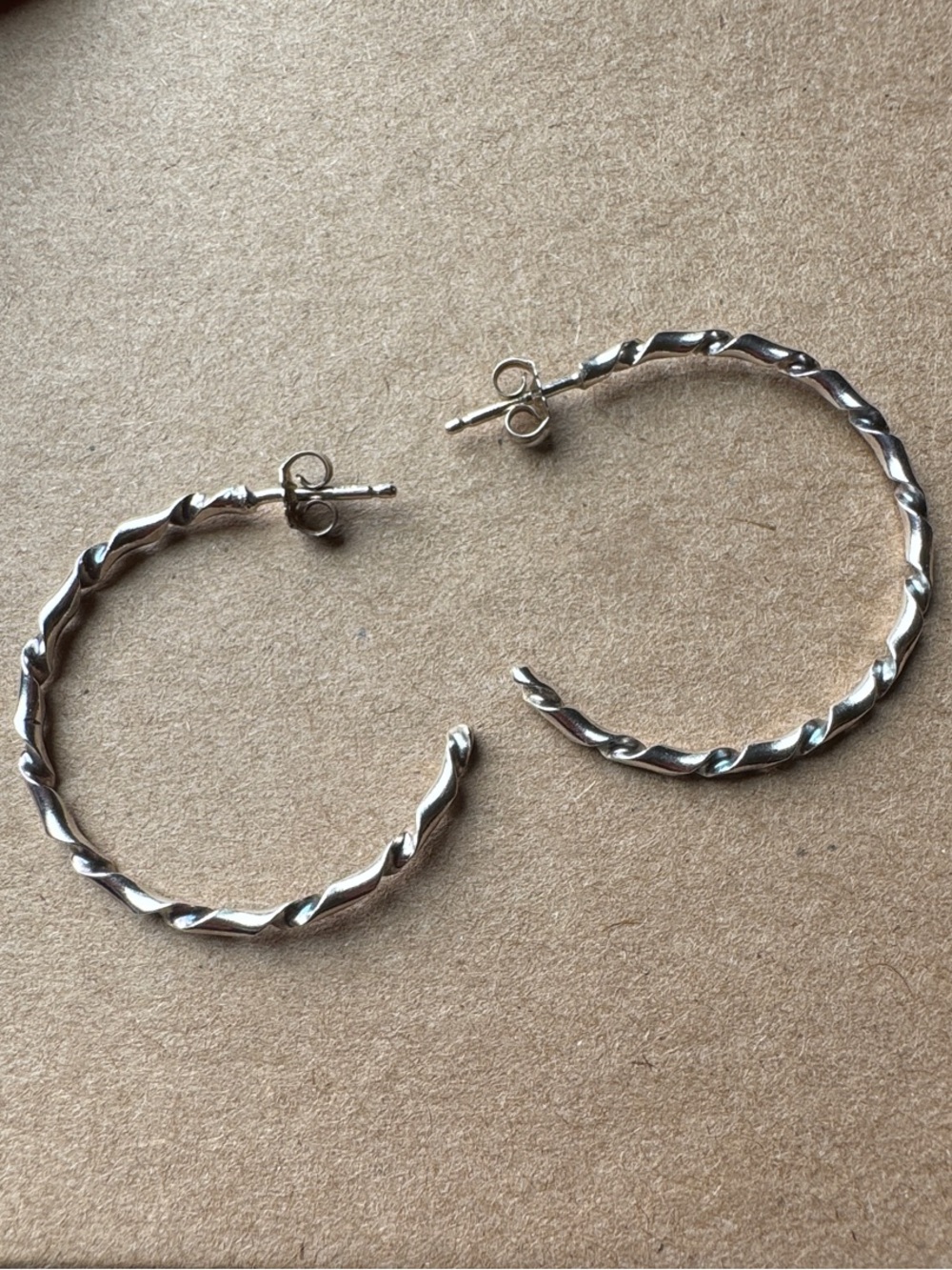Sterling Silver Twisted Hoop Earrings - Women Jewelry